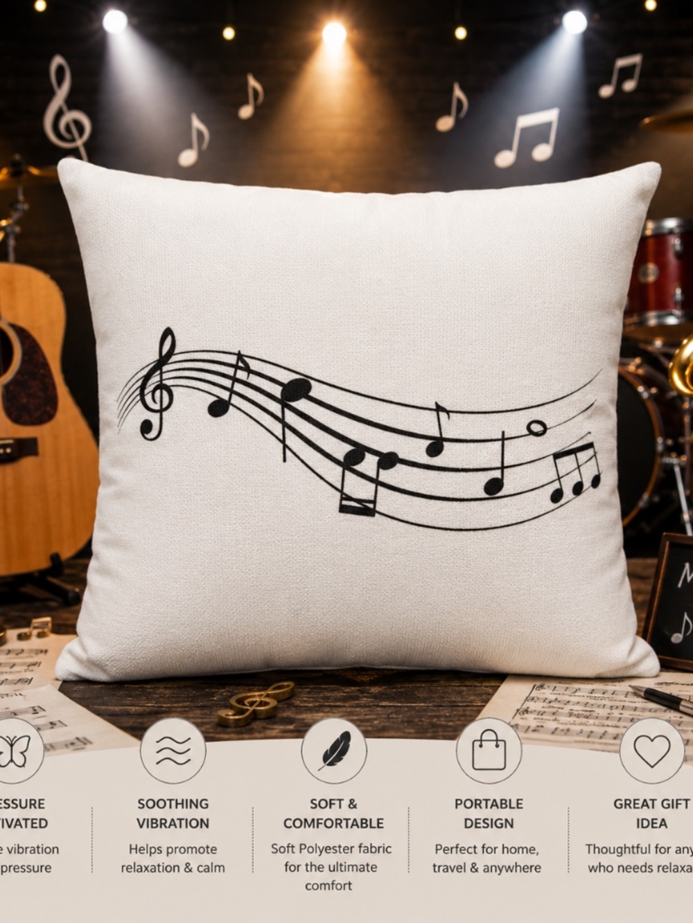 Music Notes Pressure Activated Massage Pillow